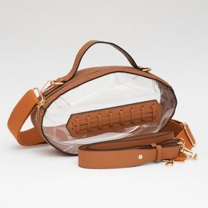 Brown Clear Transparent Bag Football Purse Crossbody Statement Womens Accessory